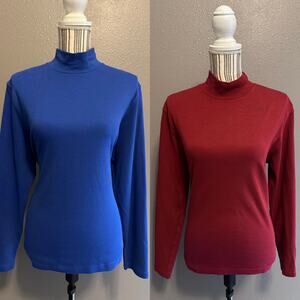 Vintage Karen Scott Sport Turtleneck High Neck Tops Bundle Blue Red M